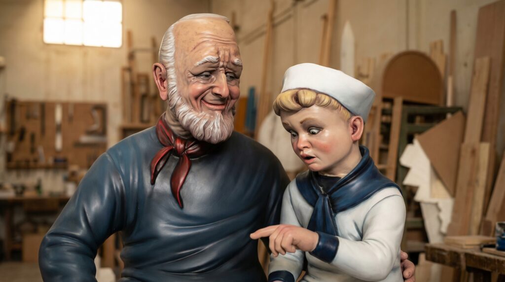 ninot de falla, figura de linterna narrobella